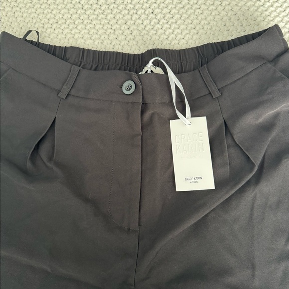 NWT GRACE KARIN Women's Casual Work Pants with Pockets Elastic Waist Plaid Pants - Picture 4 of 5